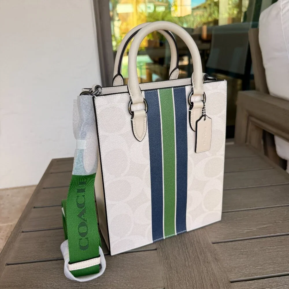 Coach Men's Dylan Tote Bag In Signature Canvas With Varsity CBI38 QB/Chalk Multi - Picture 9 of 9